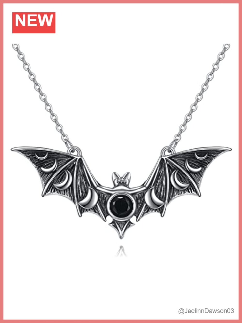 Sterling Silver Bat Pendant Necklace Cubic Zirconia Gothic Halloween Jewelry